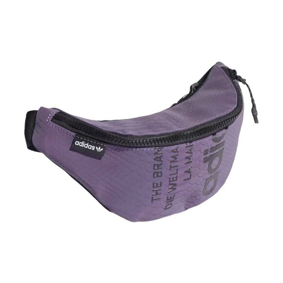 𝅺ADIDAS Originals Womens Reflective Purple Snakeskin Waist Bag - Picture 1 of 6